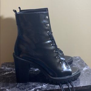 ASOS wide fit Emma peep toe chunky lace up boots